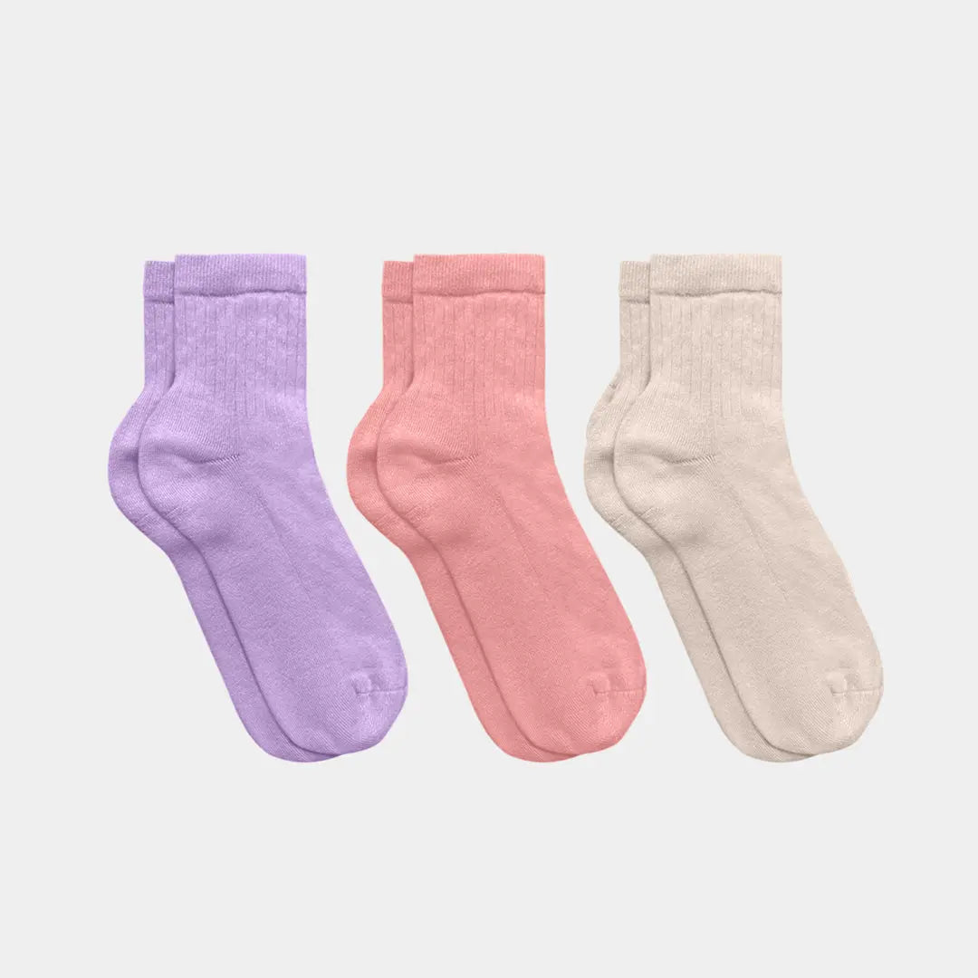 Cotton Quarter Pacers Socks (Midweight) - 97% Organic Cotton (3 pack)