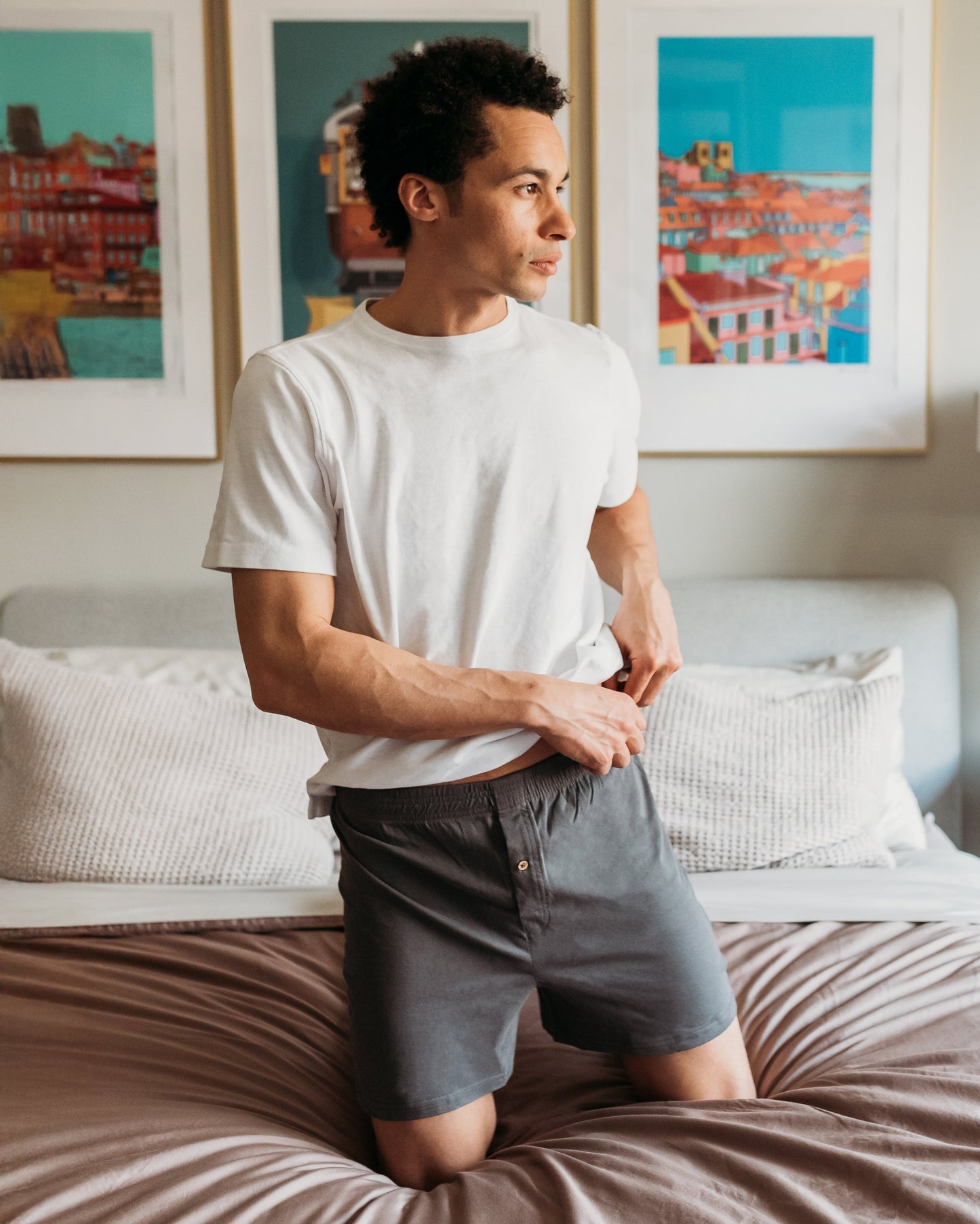 Everyday Knit Boxers - Natural, Plant Dyed - Ash - 100% Organic Cotton