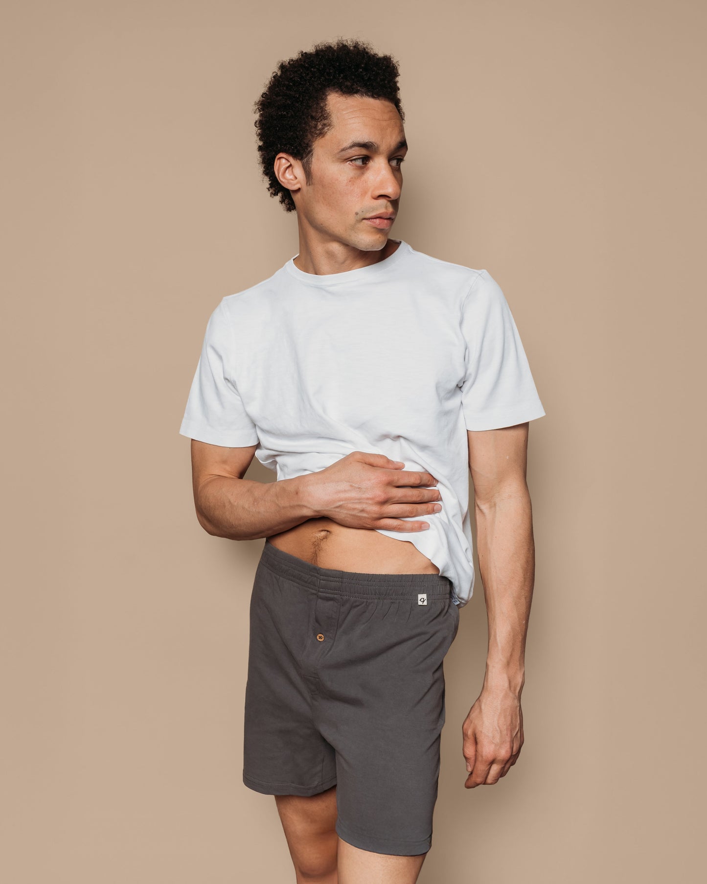 Everyday Knit Boxers - Natural, Plant Dyed - Ash - 100% Organic Cotton